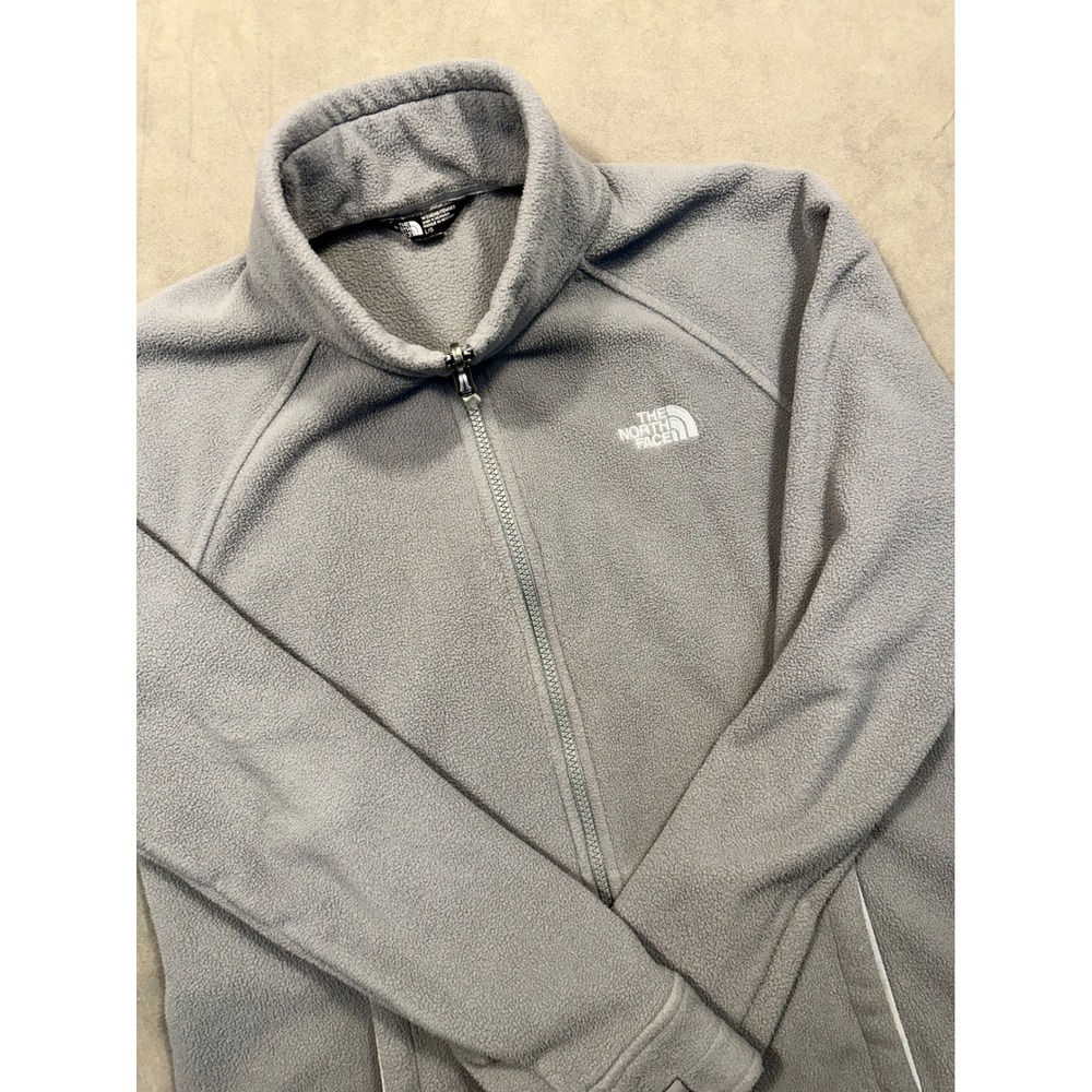 The North Face Fleece Jacket Women Size L G Grey Full Zip Cozy Outdoor Casual